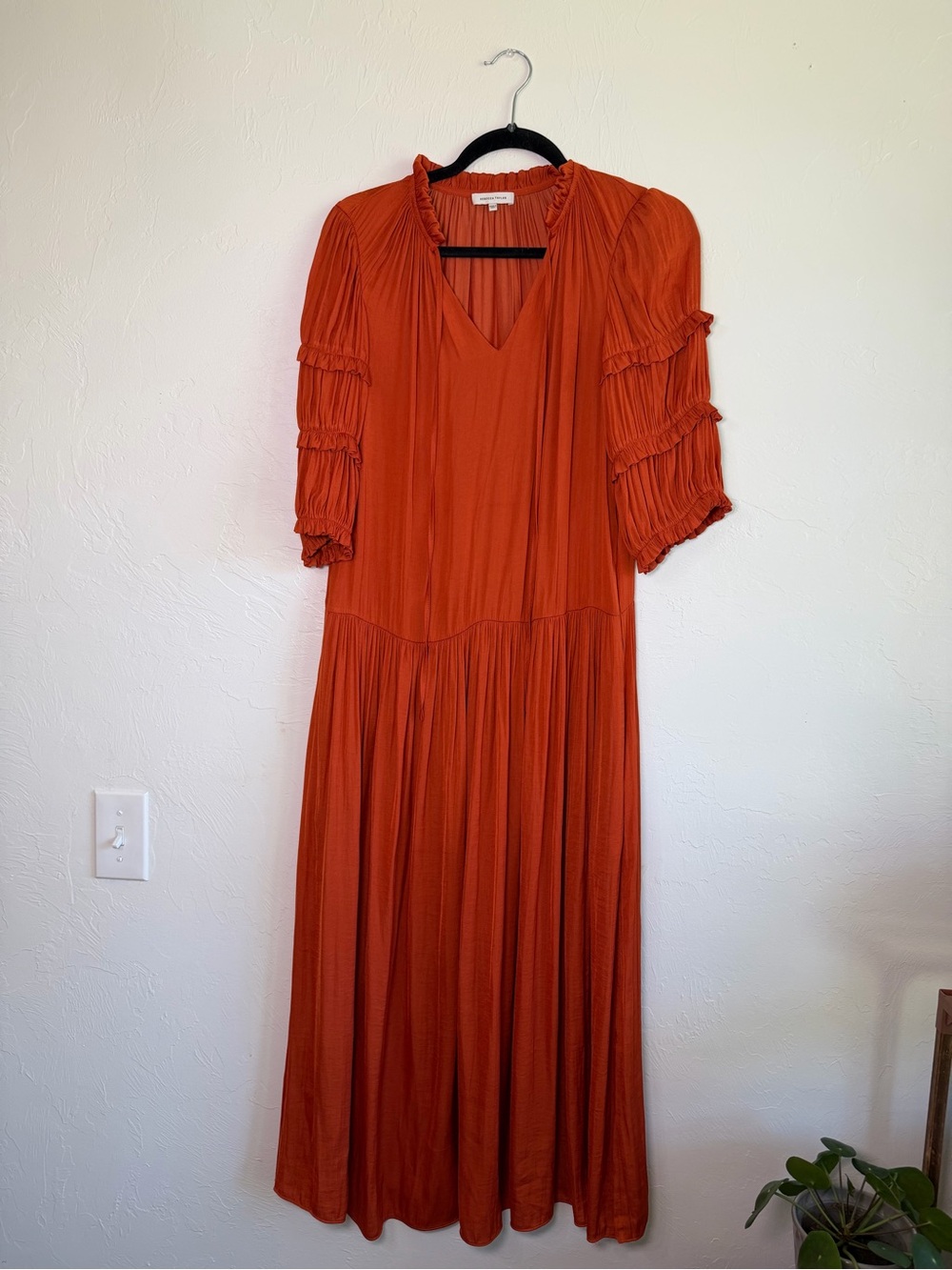 Rebecca Taylor drop waist ruffle sleeve midi dress size xs - Picture 4 of 9